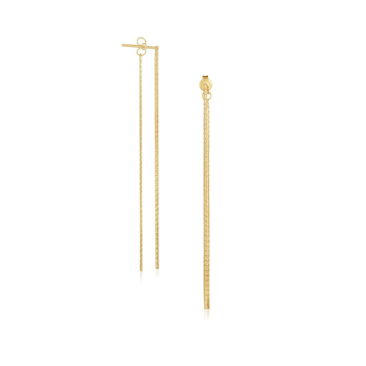 14k Yellow Gold Double Chain Style Drop Earrings – IceTrends