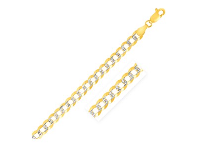 Pave Curb Bracelet in 14k Two Tone Gold