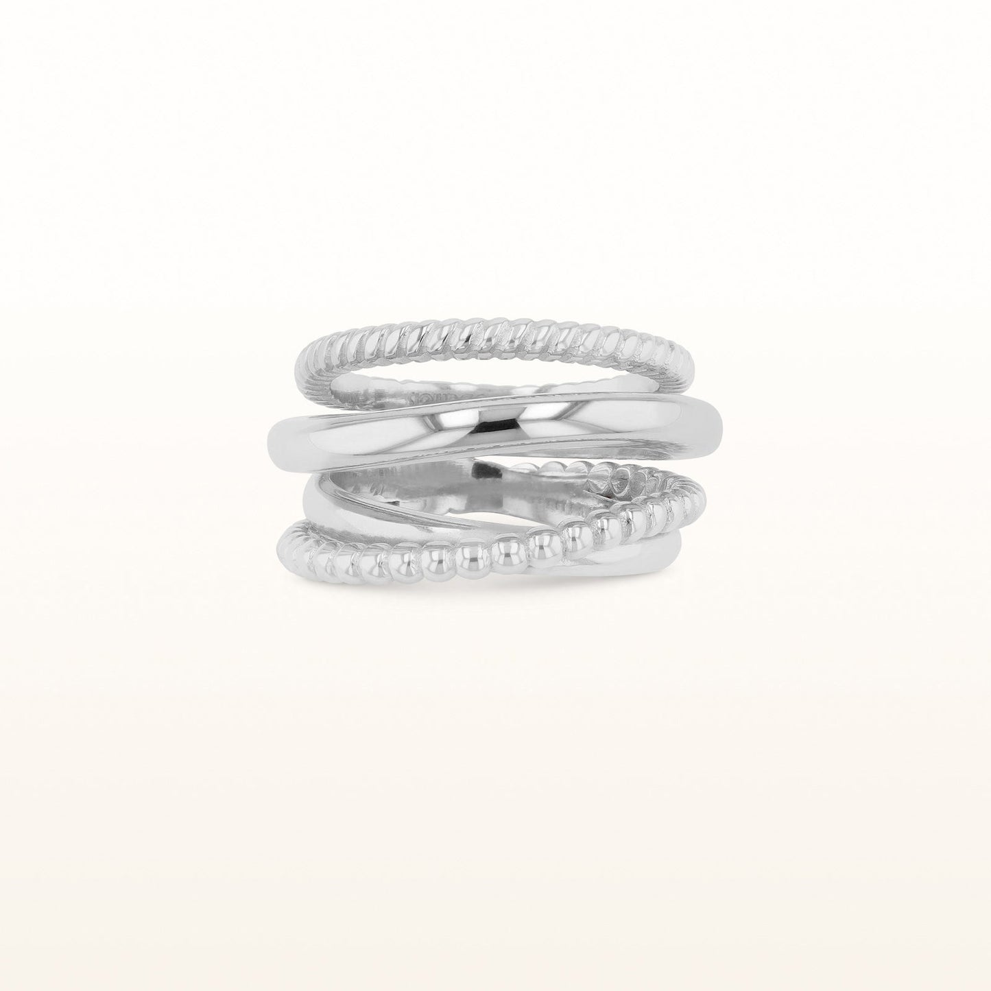 925 Sterling Silver Cable-Style Crossover Ring