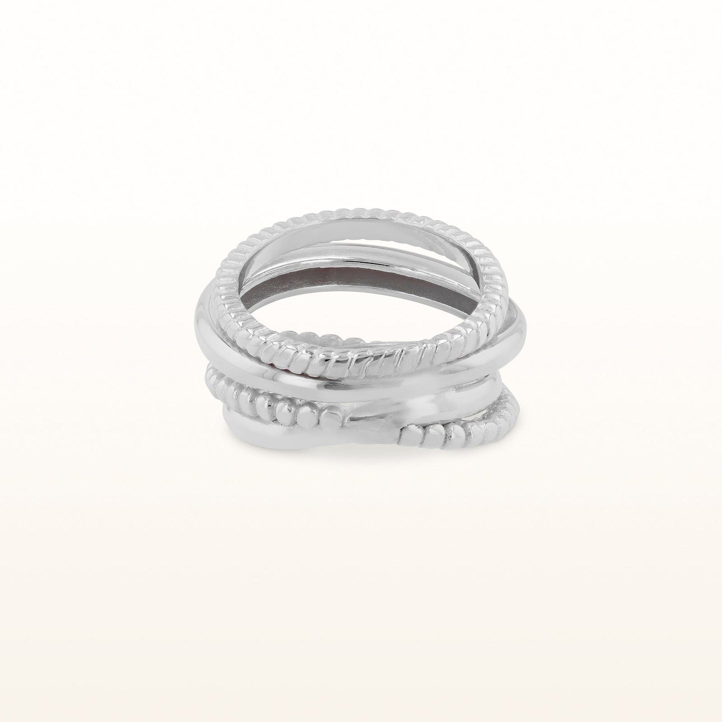 925 Sterling Silver Cable-Style Crossover Ring