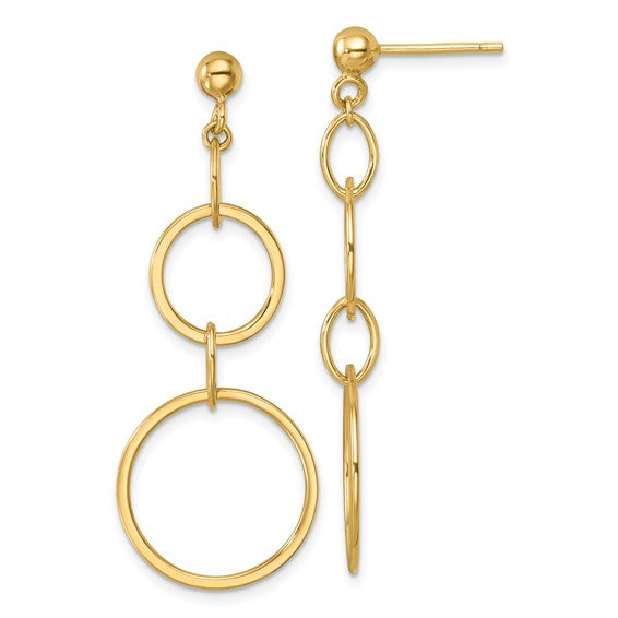 Circle Link Dangle Earrings in 14kt Yellow Gold