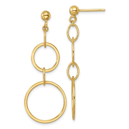 Circle Link Dangle Earrings in 14kt Yellow Gold