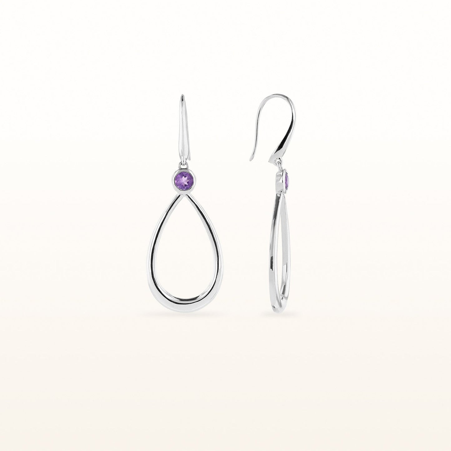 Round Gemstone Teardrop Earrings in 925 Sterling Silver