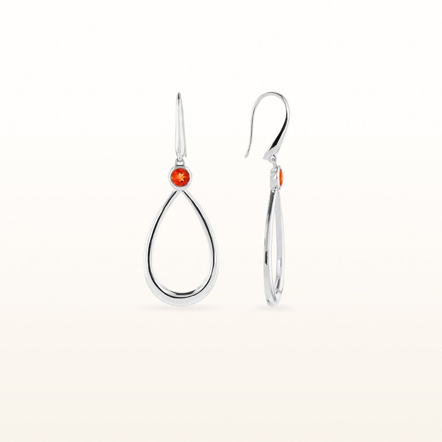 Round Gemstone Teardrop Earrings in 925 Sterling Silver