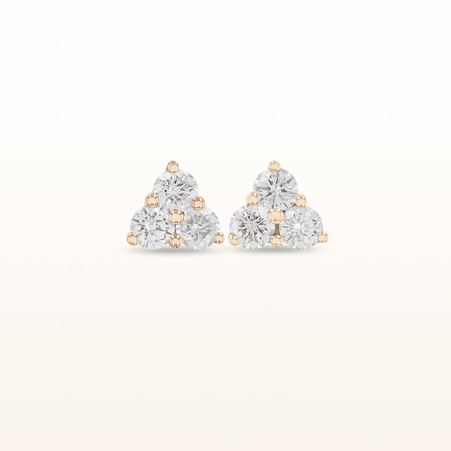 Three Stone Diamond Cluster Earrings in 14kt Rose Gold