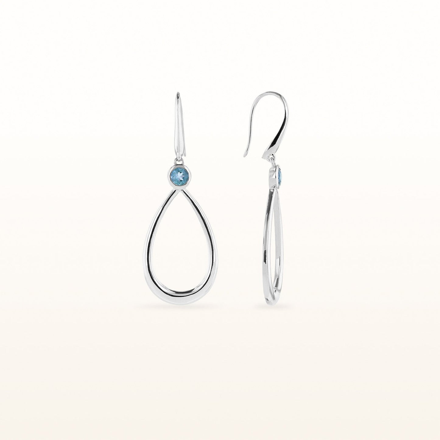 Round Gemstone Teardrop Earrings in 925 Sterling Silver