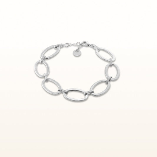 Textured Oval Link Bracelet in 925 Sterling Silver