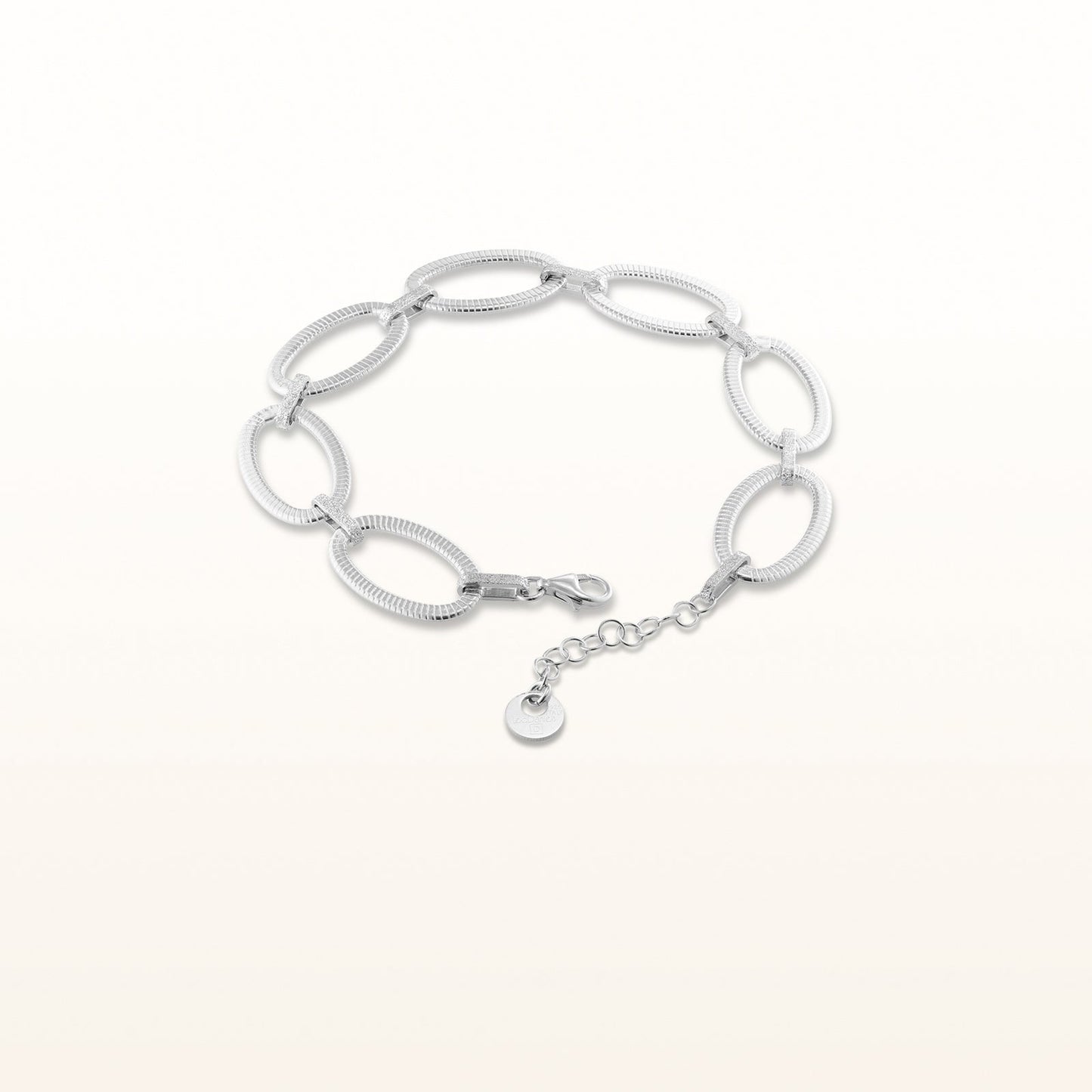 Textured Oval Link Bracelet in 925 Sterling Silver