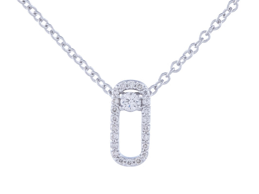 0.10 ct Diamond Accent Clip Pendant Necklace In 14kt White Gold