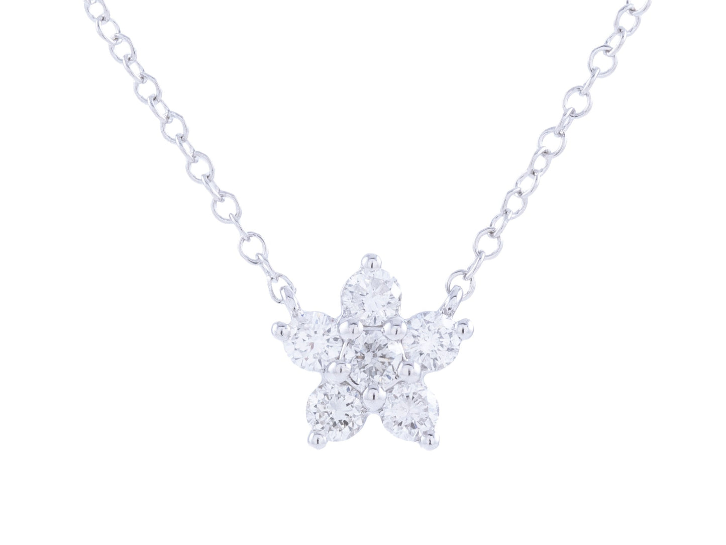 0.26 CT Diamond Flower Pendant Necklace in 14kt White Gold