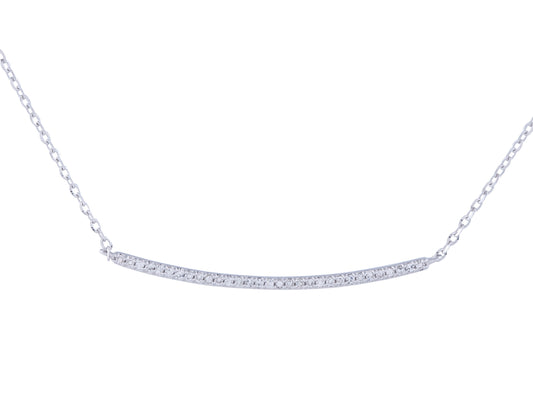 0.07 ct Diamond Curved Bar Necklace With Adjustable 16"-18" Chain in 14kt White Gold