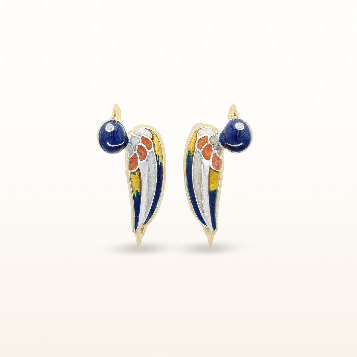 Gold Plated 925 Sterling Silver and Enamel Duck Cufflinks