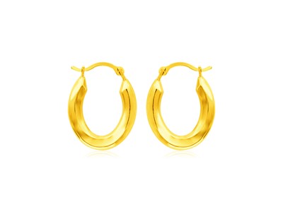 Polished Oval Hoops in 14k Yellow Gold