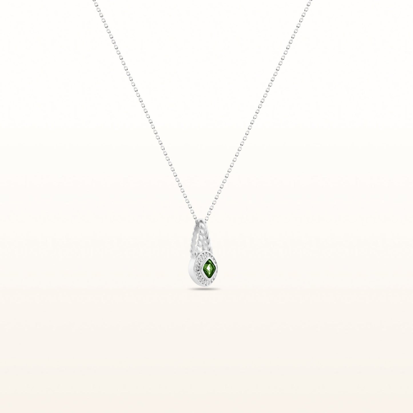 Kite-Set Cushion Cut Gemstone and Diamond Halo Rope Pendant in 925 Sterling Silver