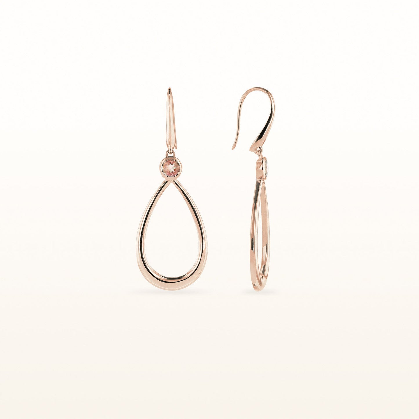 14kt Rose Gold Teardrop Earrings with Round Gemstones