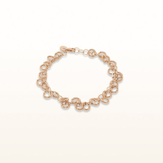 Rose Gold Plated 925 Sterling Silver Textured Multi-Circle Bracelet