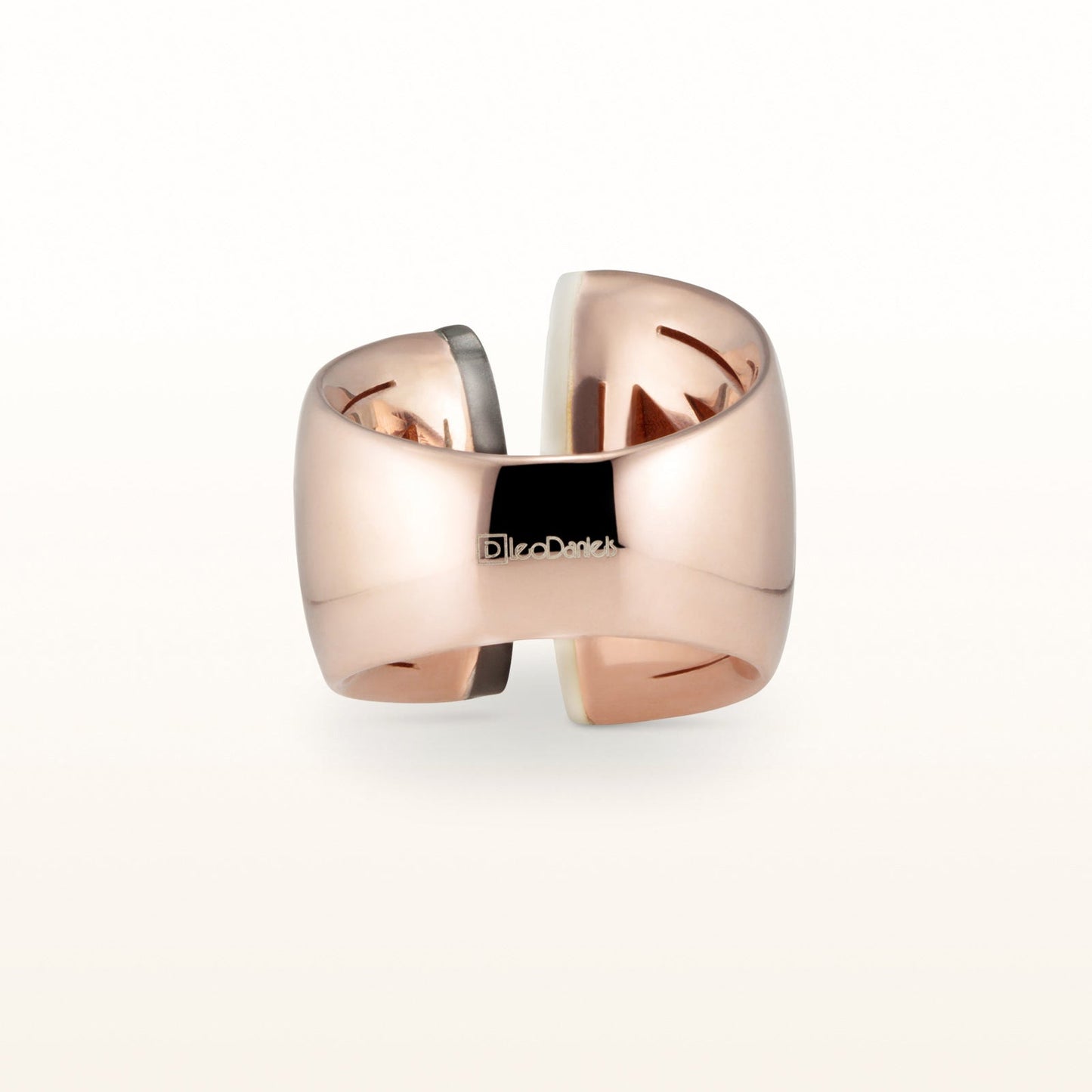 Mother-of-Pearl and Black Onyx Split Ring in Rose Gold Plated Sterling Silver