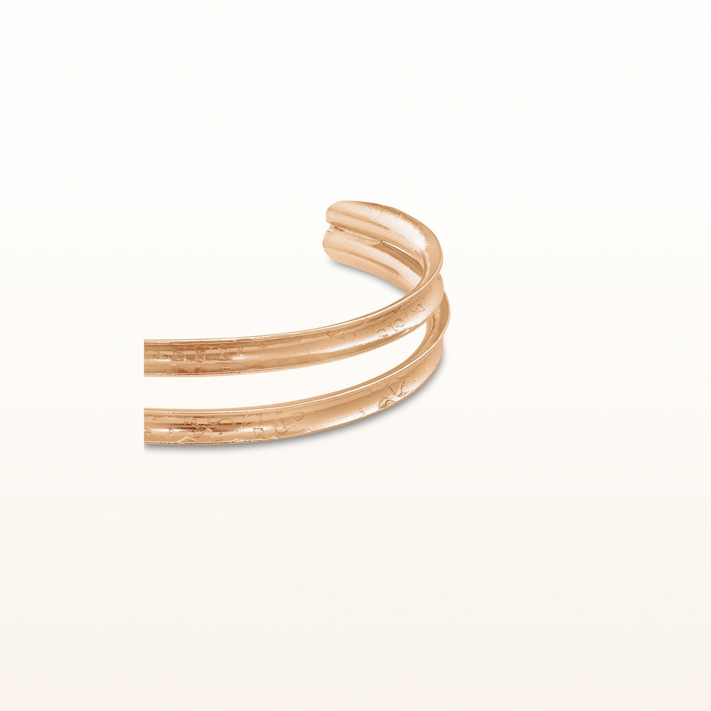 Double Row Concave Cuff Bracelet in Rose Gold Plated 925 Sterling Silver