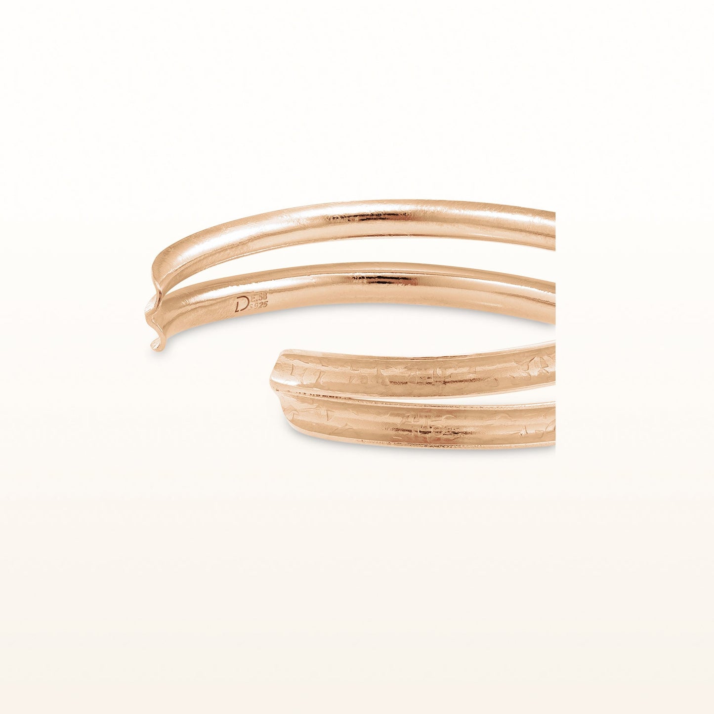 Double Row Concave Cuff Bracelet in Rose Gold Plated 925 Sterling Silver