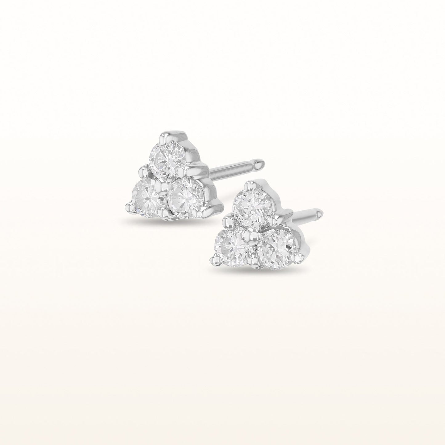 Three Stone Diamond Cluster Earrings in 14kt White Gold