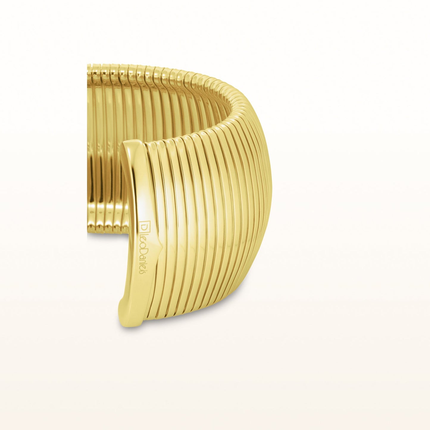 Yellow Gold Plated 925 Sterling Silver Wide Flexible Cuff Bracelet