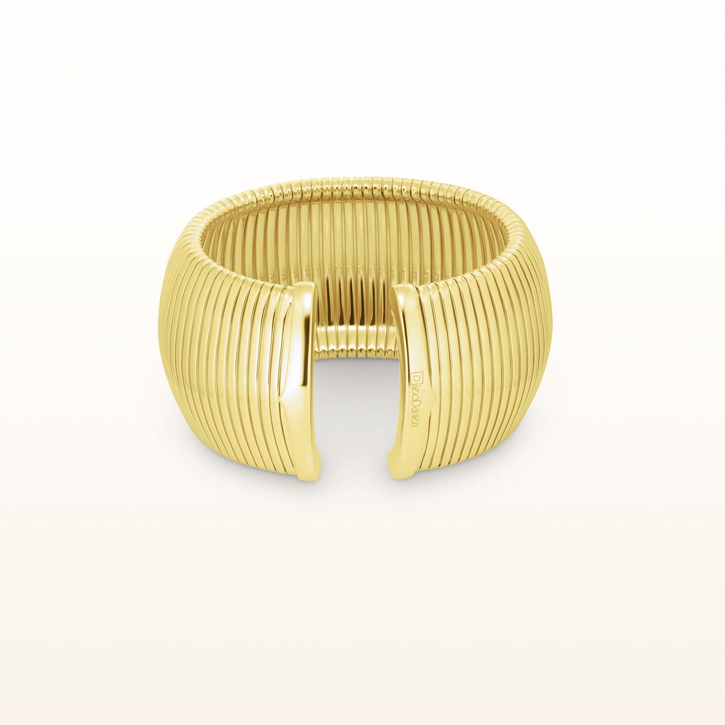 Yellow Gold Plated 925 Sterling Silver Wide Flexible Cuff Bracelet