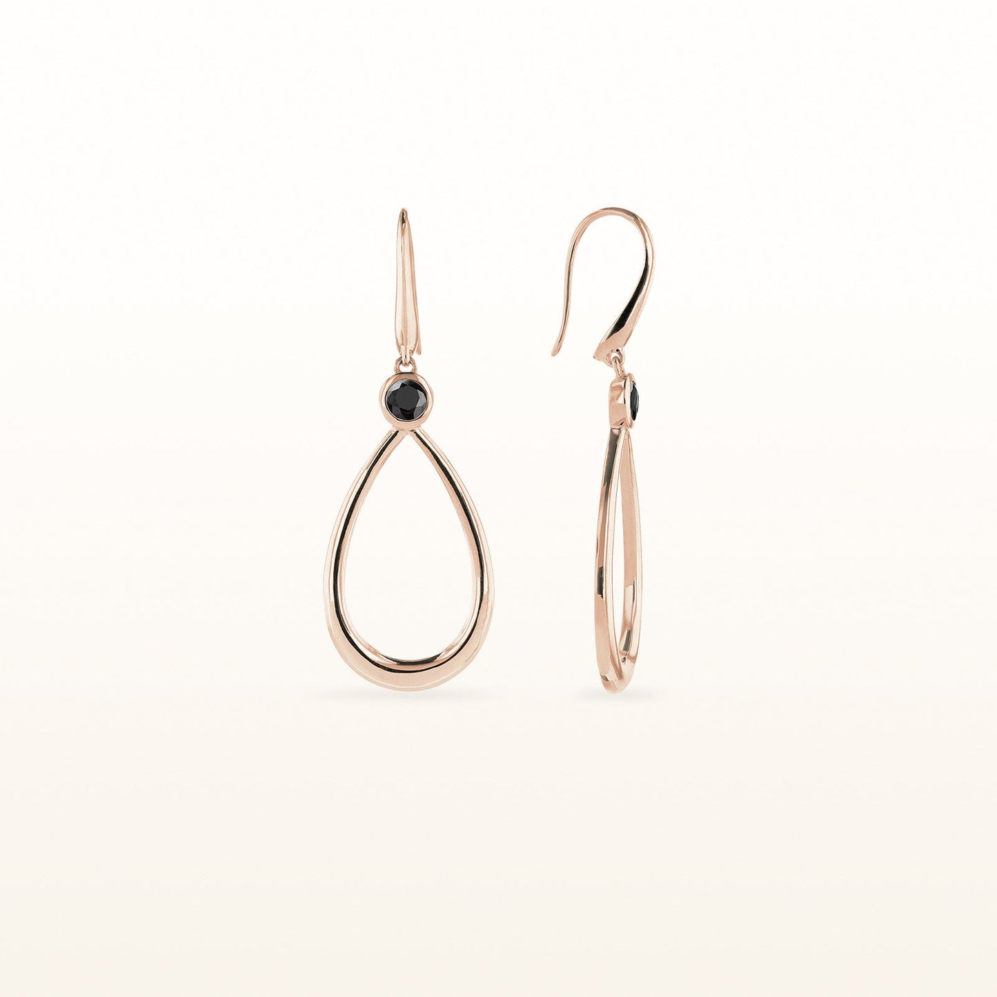 14kt Rose Gold Teardrop Earrings with Round Gemstones