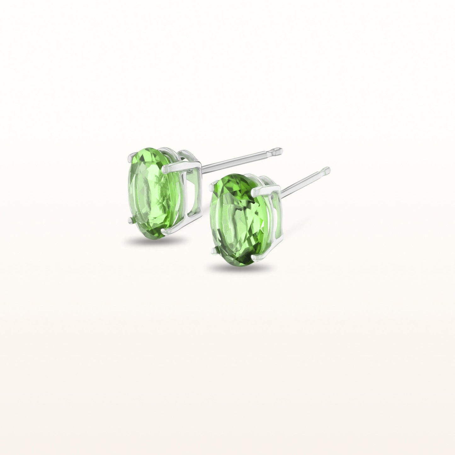 Oval Gemstone Stud Earrings in 925 Sterling Silver