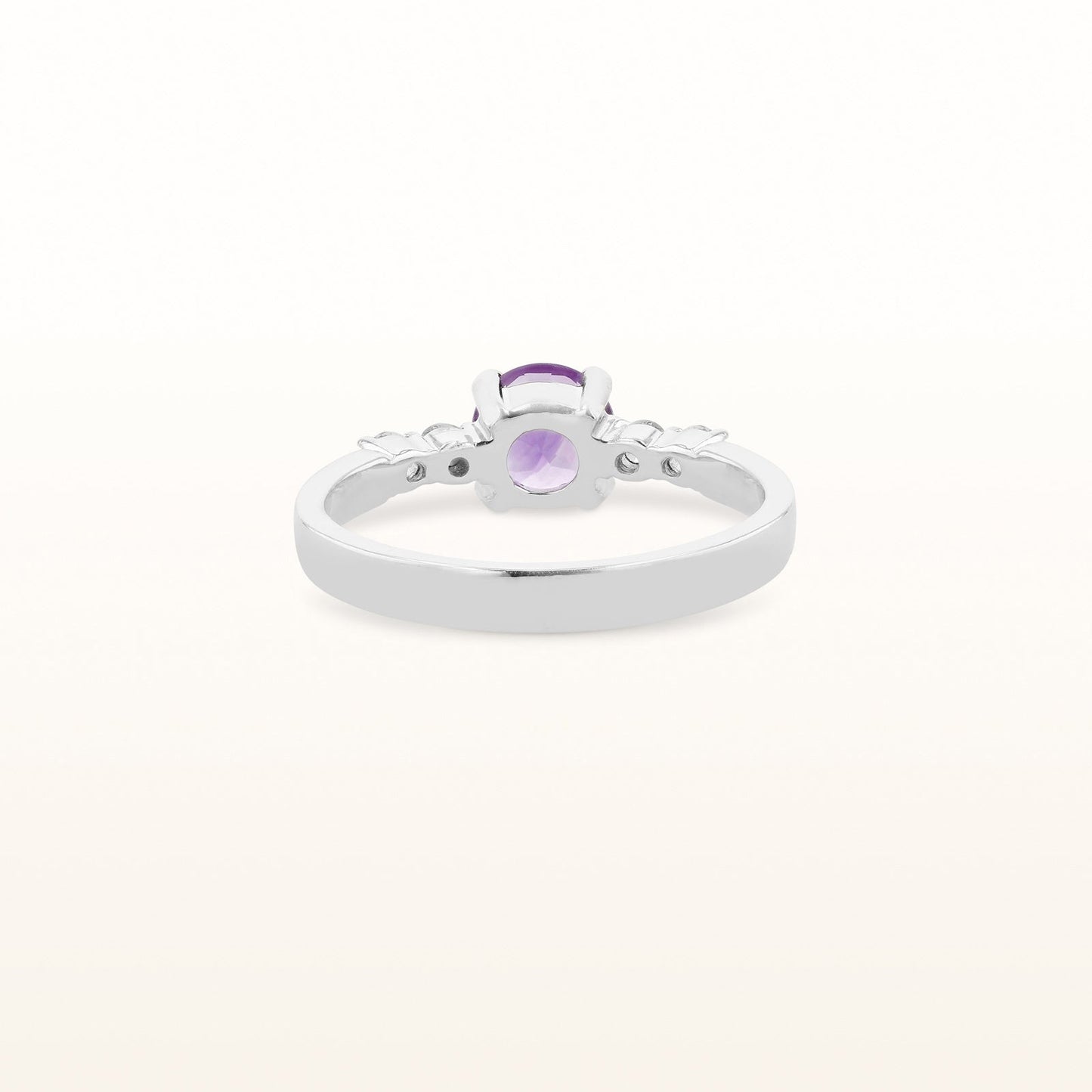 Round Gemstone and White Sapphire Ring in 925 Sterling Silver