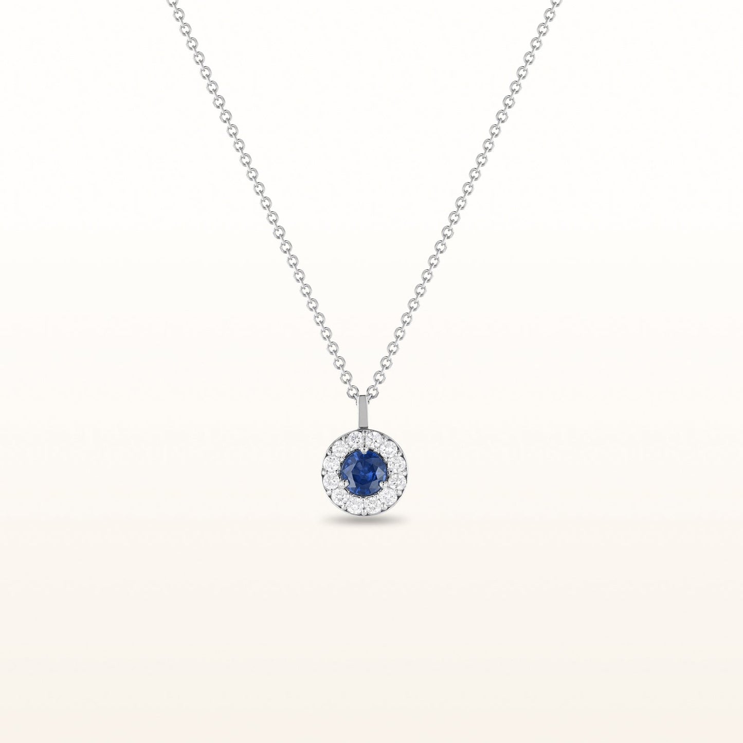 4.0 mm Gemstone and Diamond Margarita-Style Halo Pendant in 14kt White Gold