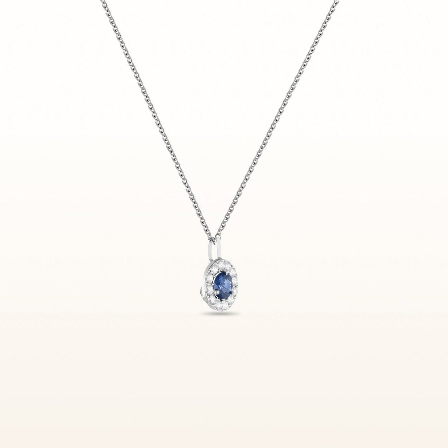 4.0 mm Gemstone and Diamond Margarita-Style Halo Pendant in 14kt White Gold