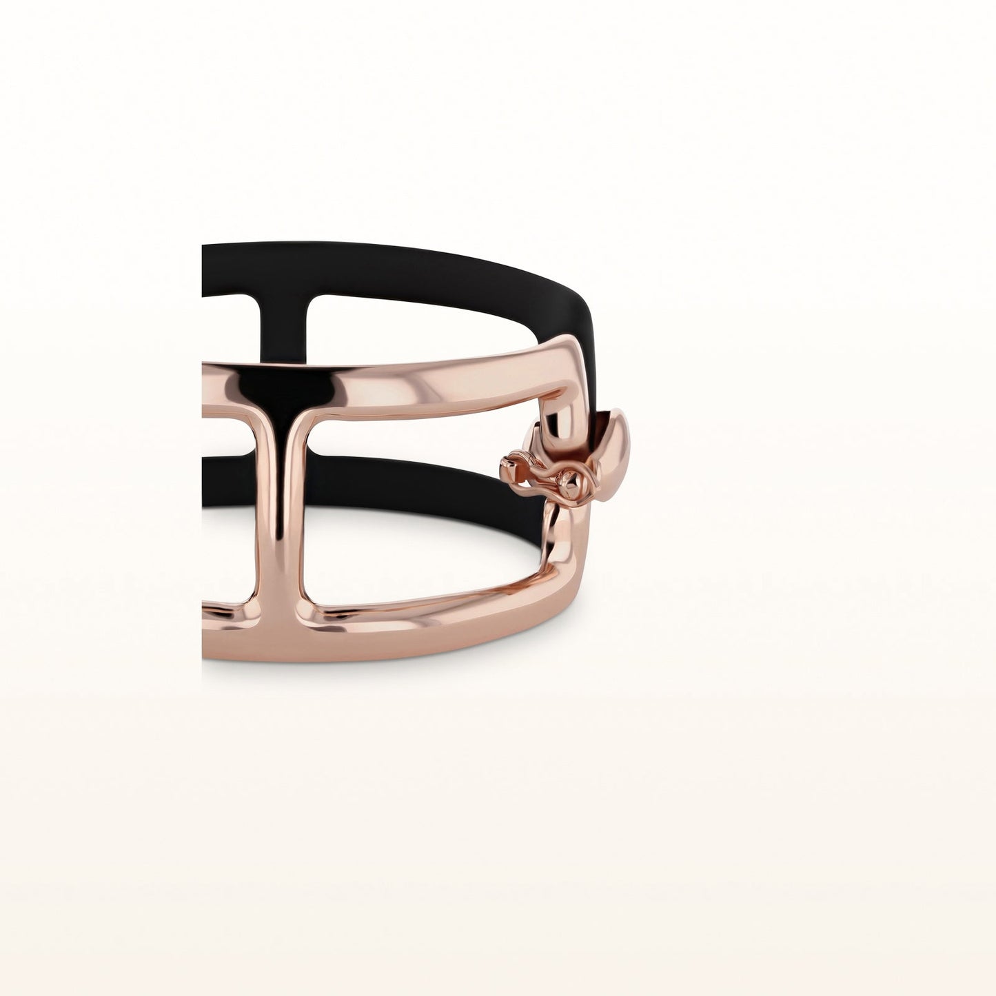 Rose Gold Plated 925 Sterling Silver and Rubber Hinged Bangle