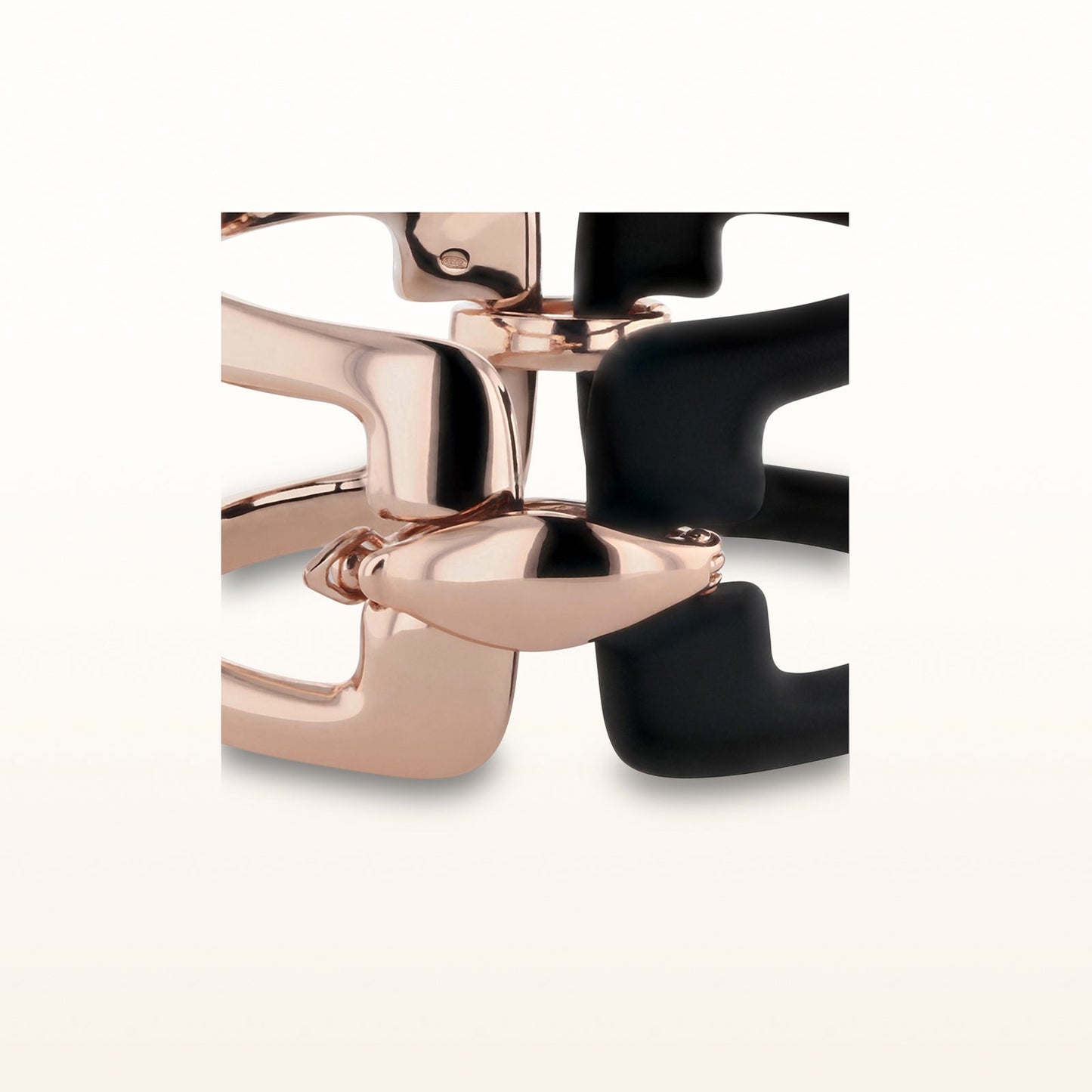 Rose Gold Plated 925 Sterling Silver and Rubber Hinged Bangle