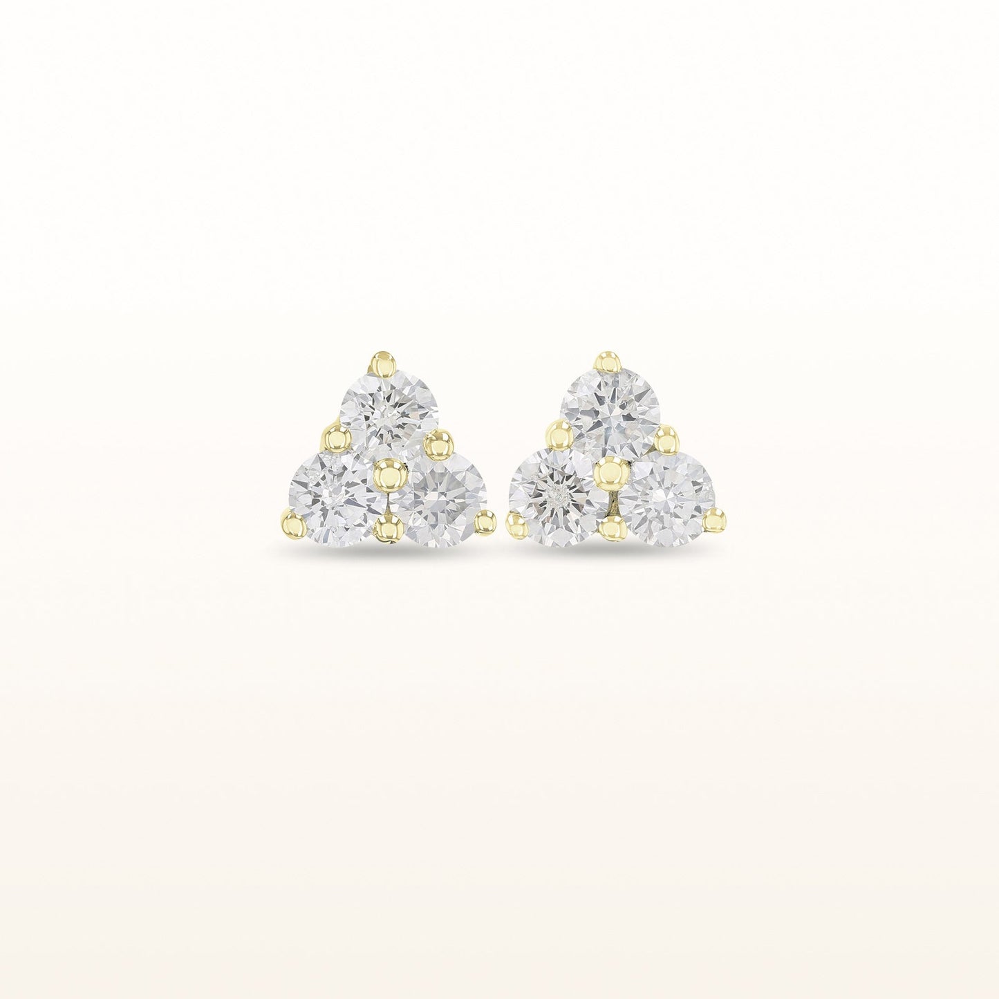 Three Stone Diamond Cluster Earrings in 14kt Yellow Gold