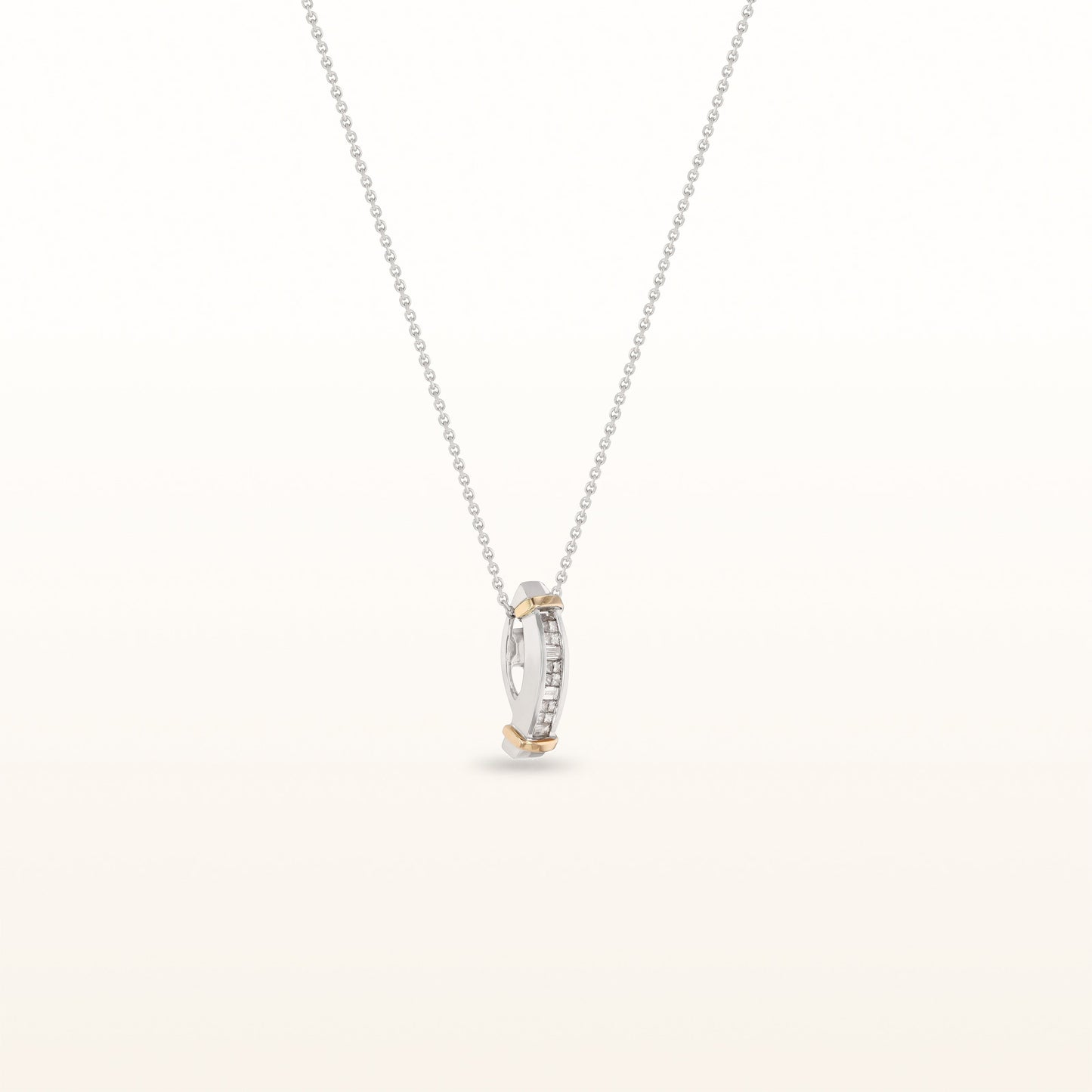 Two-Tone Channel Set Diamond Bar Pendant in 14K Gold