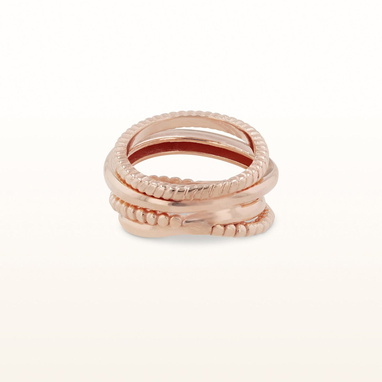 Rose Gold Plated 925 Sterling Silver Cable-Style Crossover Ring