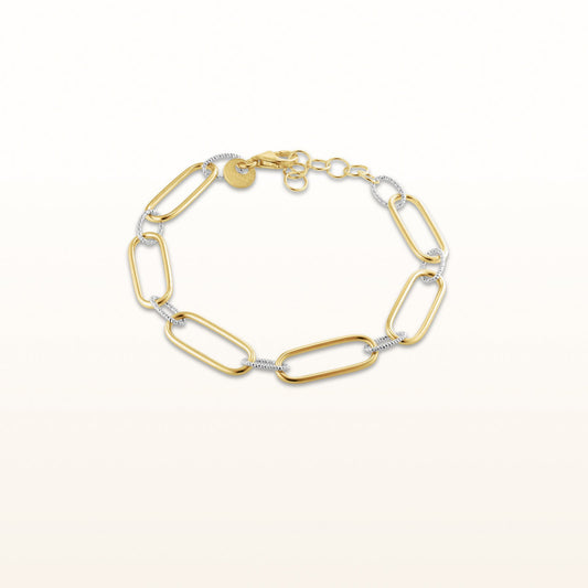 Alternating Link Paperclip Bracelet in Two-Tone 925 Sterling Silver