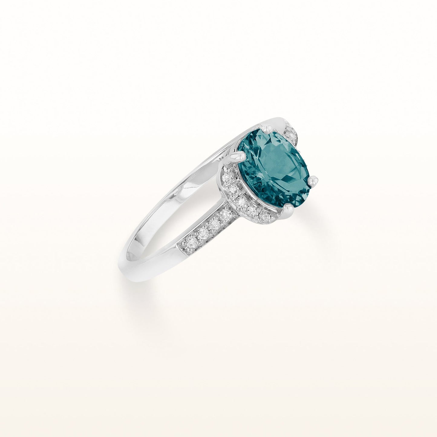 Oval Gemstone and Diamond Ring in 14kt White Gold