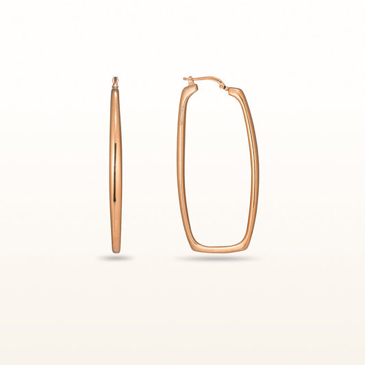 Rose Gold Plated 925 Sterling Silver Rectangular Drop Hoop Earrings