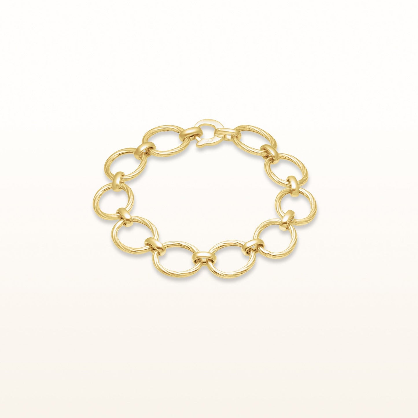 Twisted Oval Link Bracelet in Yellow Gold Plated 925 Sterling Silver