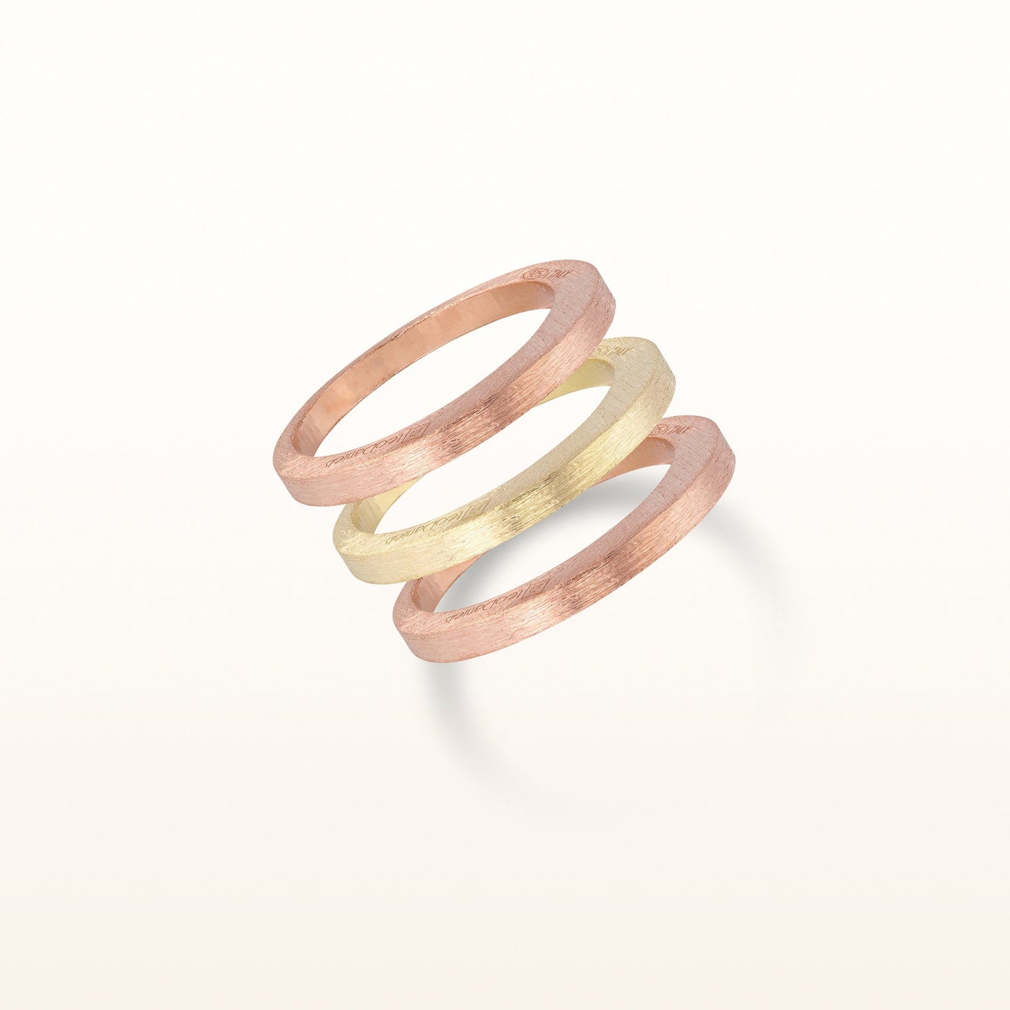 Set of Three 925 Sterling Silver Wire Brushed Rings