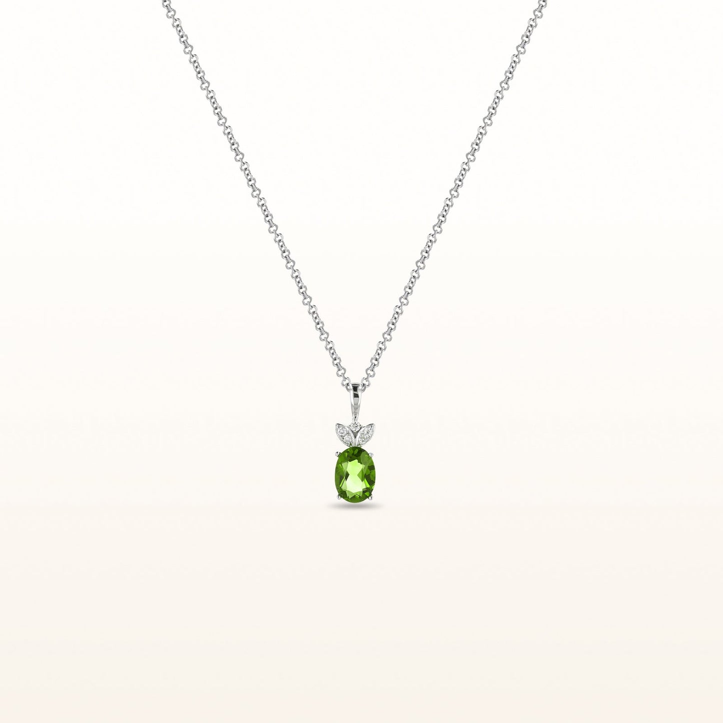 Oval Gemstone and Diamond Pendant in 14kt White Gold