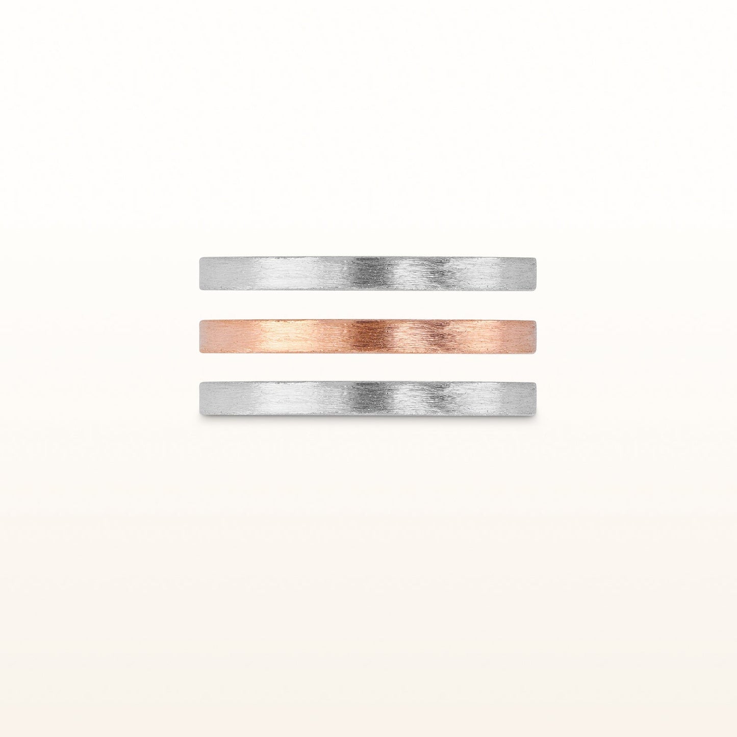 Set of Three 925 Sterling Silver Wire Brushed Rings