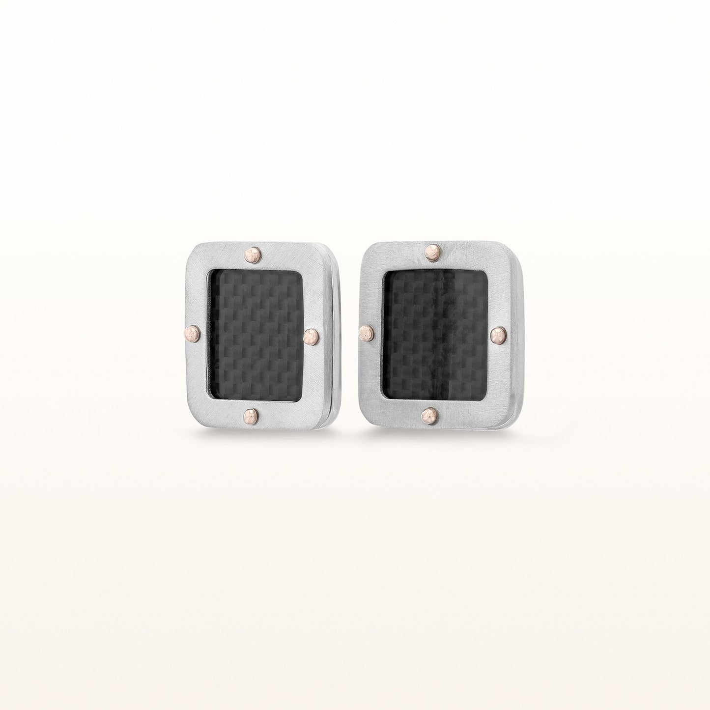 925 Sterling Silver Square Carbon Fiber Cufflinks