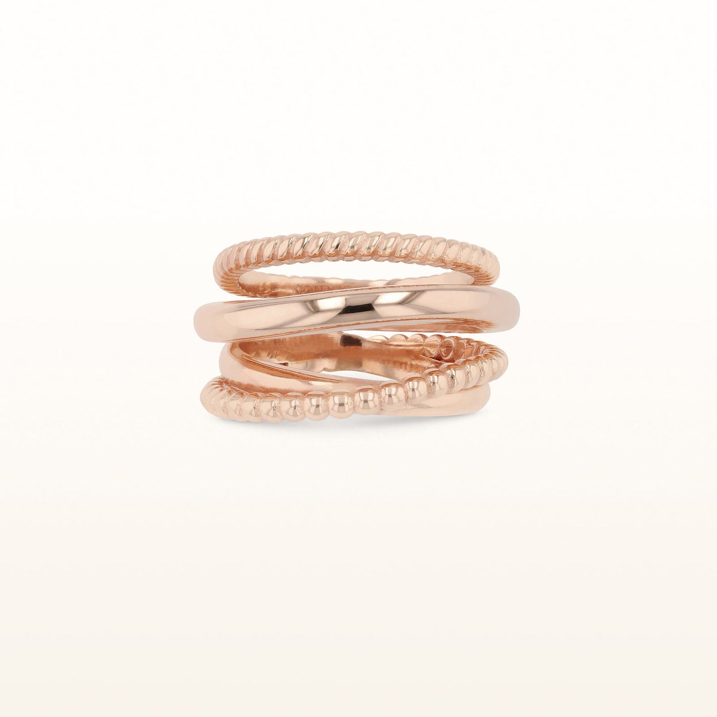 Rose Gold Plated 925 Sterling Silver Cable-Style Crossover Ring