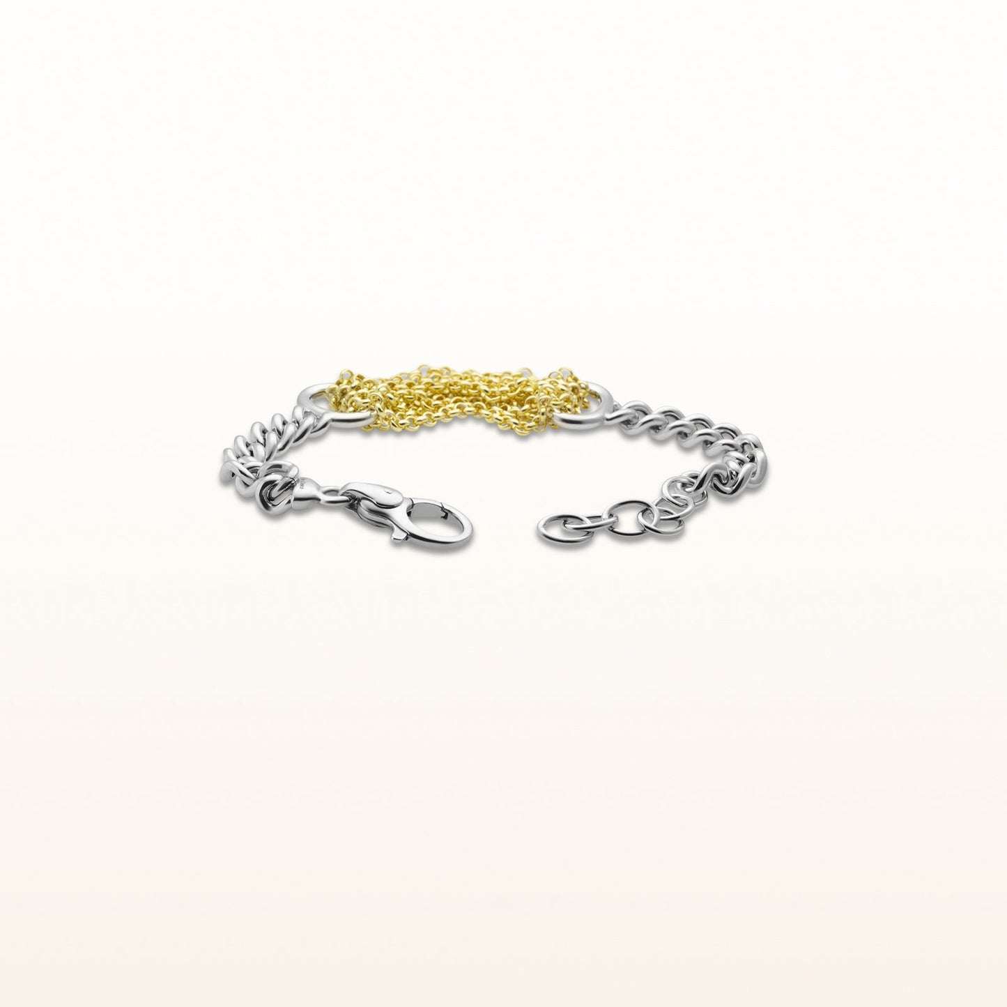 Multi-Strand Chain Link Bracelet in Two-Tone Sterling Silver