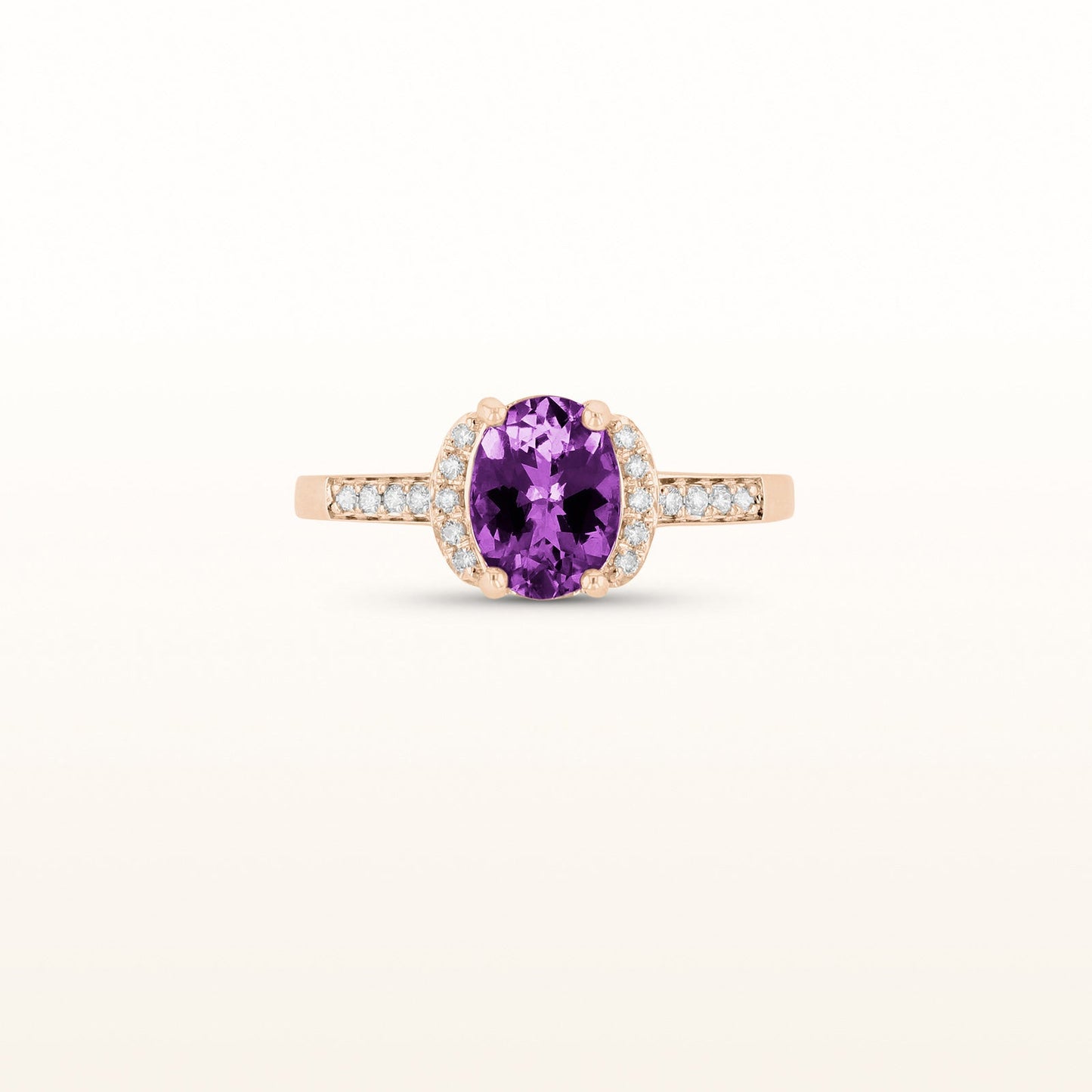 Oval Gemstone and Diamond Ring in 14kt Rose Gold