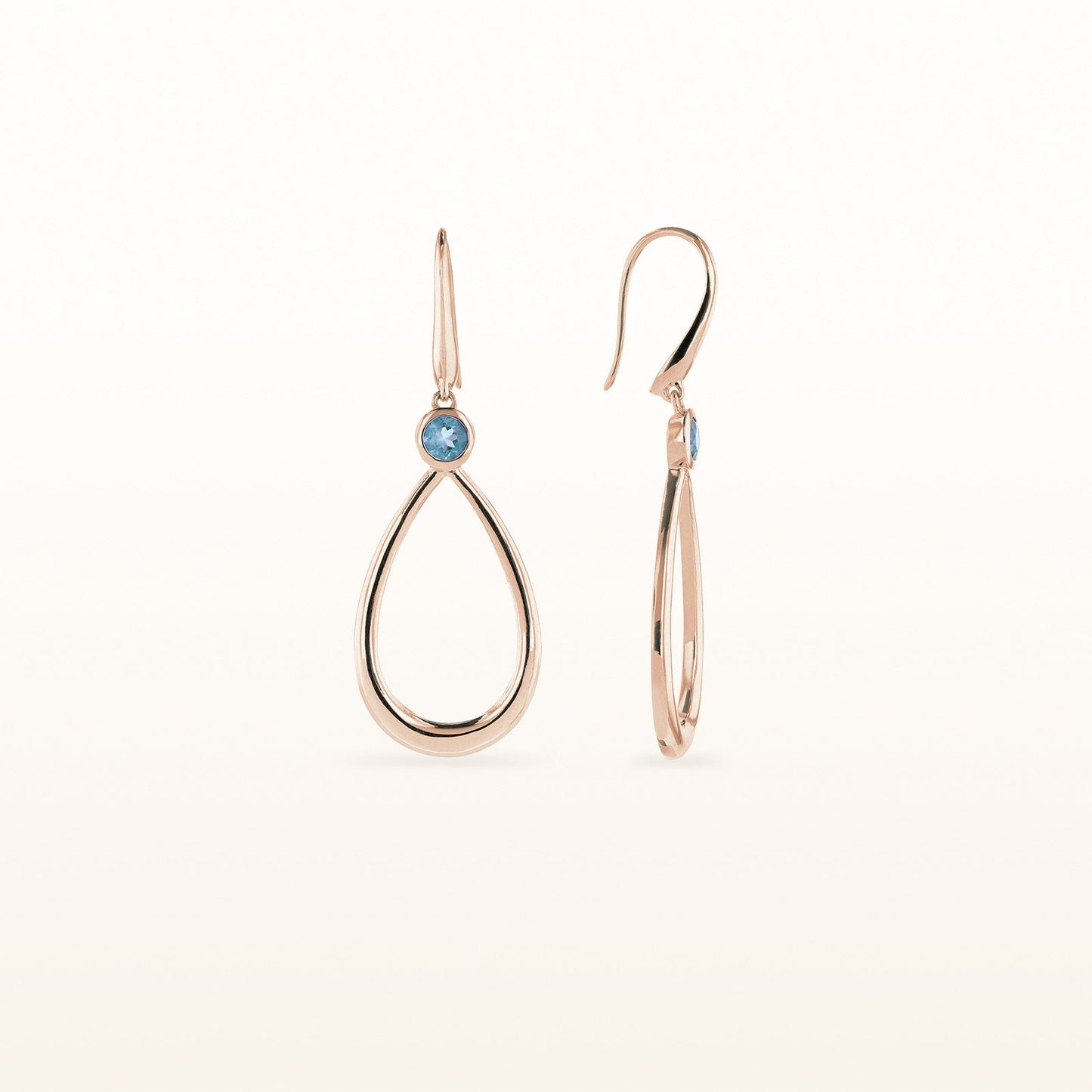 14kt Rose Gold Teardrop Earrings with Round Gemstones