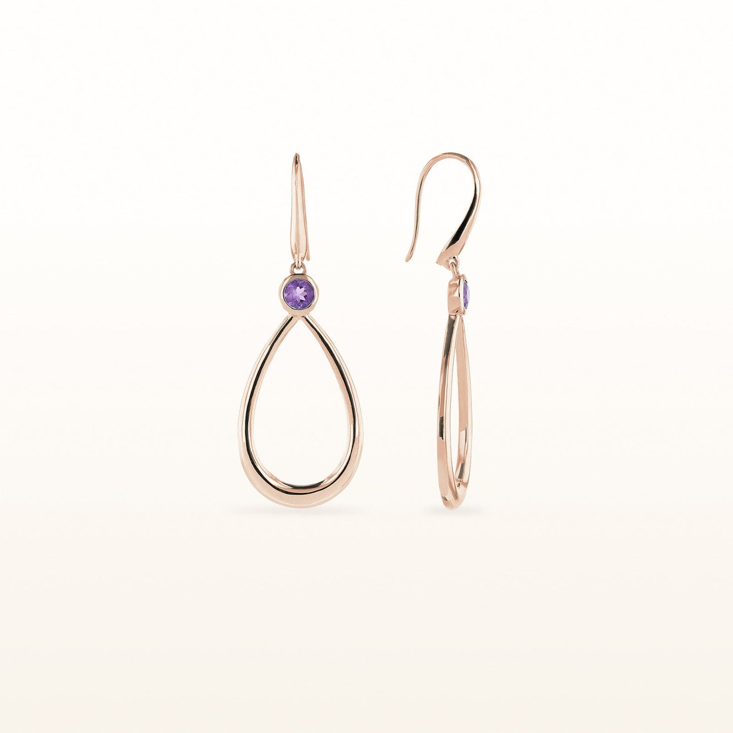 14kt Rose Gold Teardrop Earrings with Round Gemstones