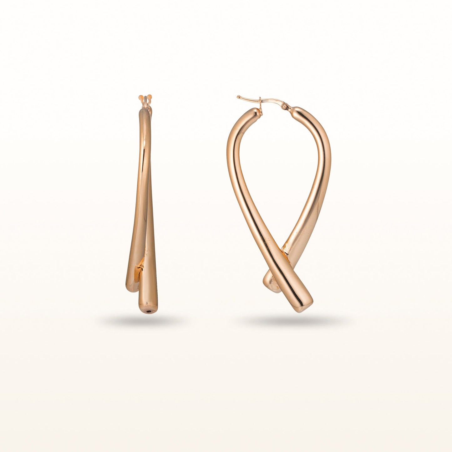 Cross-Over Drop Earrings in Rose Gold Plated 925 Sterling Silver